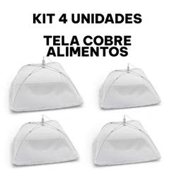 Kit 4 Cobre Alimentos Retrátil Tela Anti Moscas Insetos
