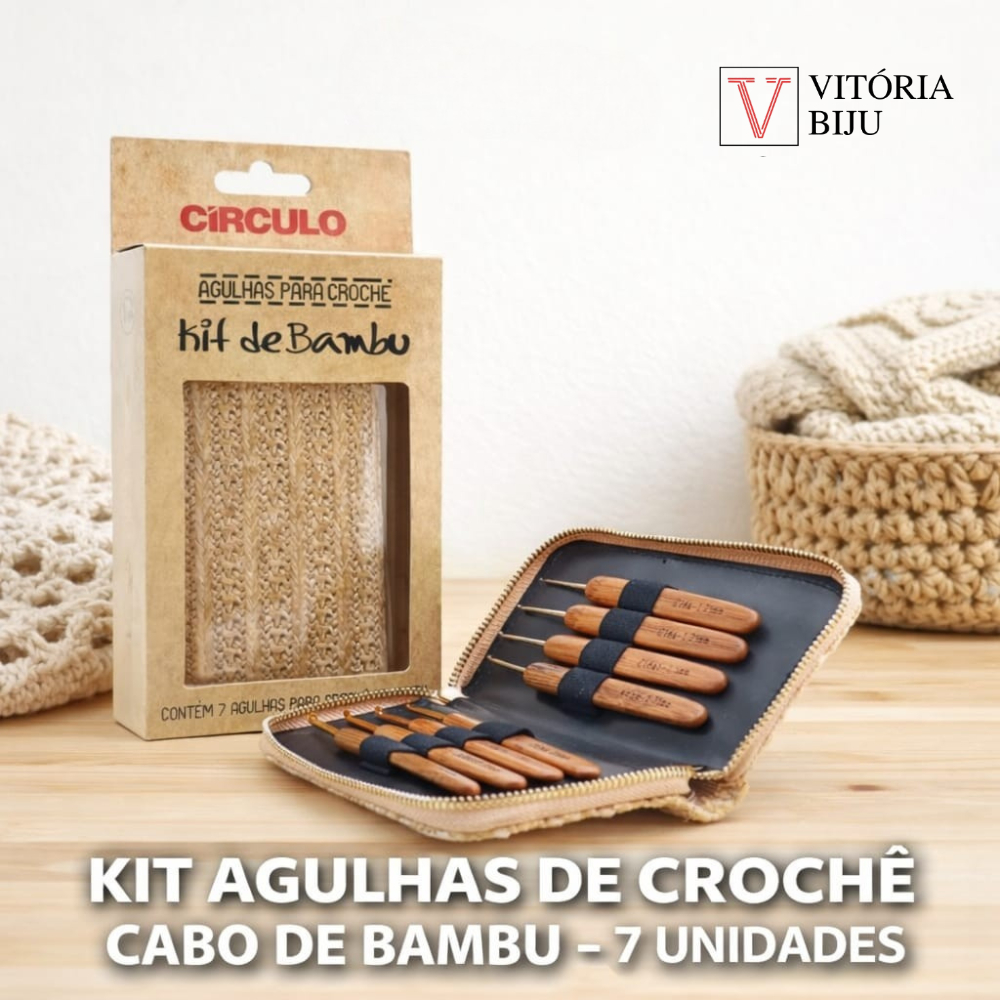 Kit Agulha de Bambu 7 tamanhos + Estojo Circulo (1 un)