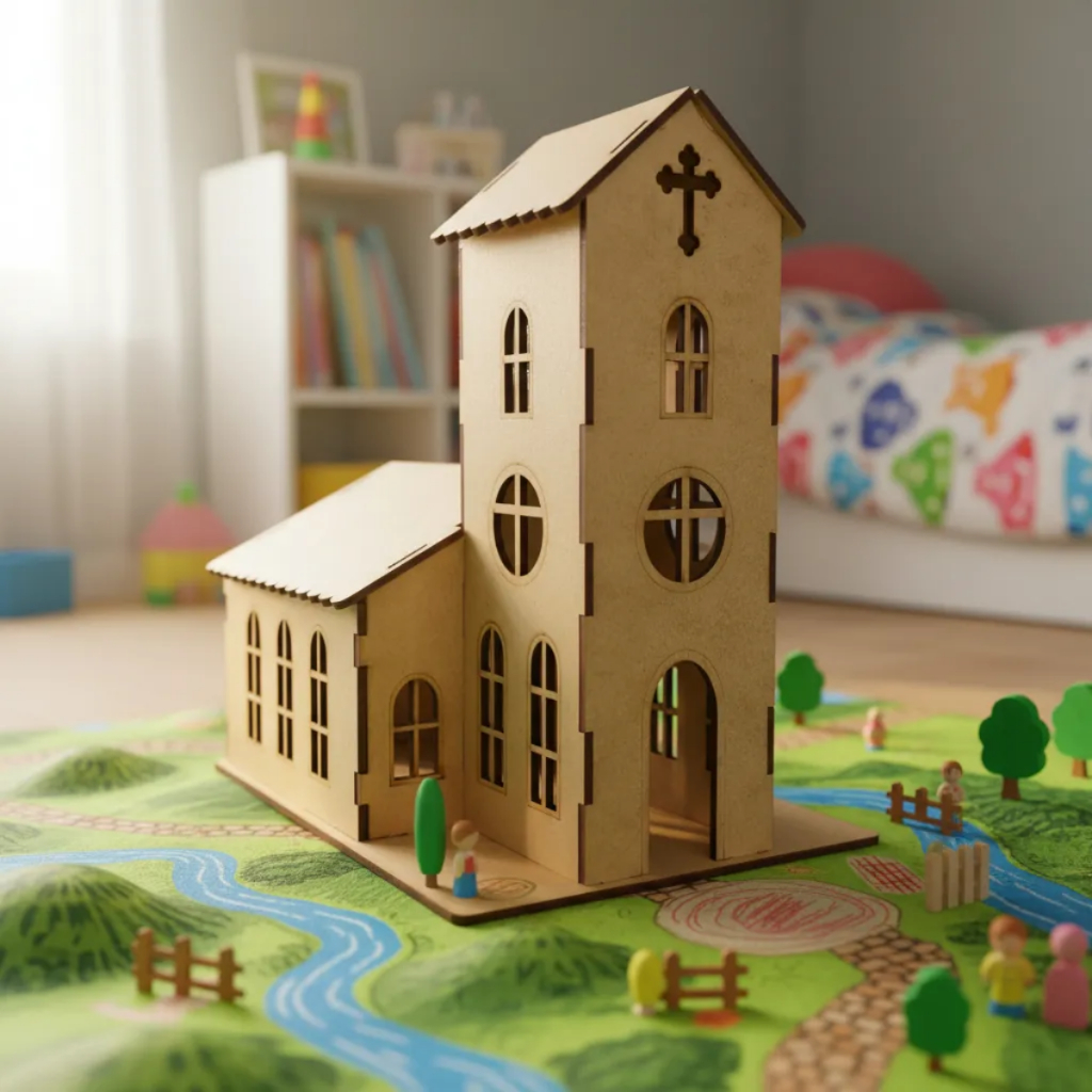 Igreja Miniatura Mdf Kit 10 Uni Mdf Para Maquete Artesanato Madeira Natural