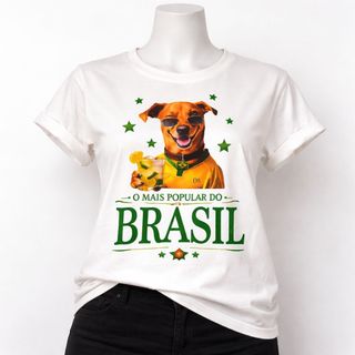 Camiseta Feminina Estampa Cachorro Caramelo Brasil T-Shirt Premium Moda Casual