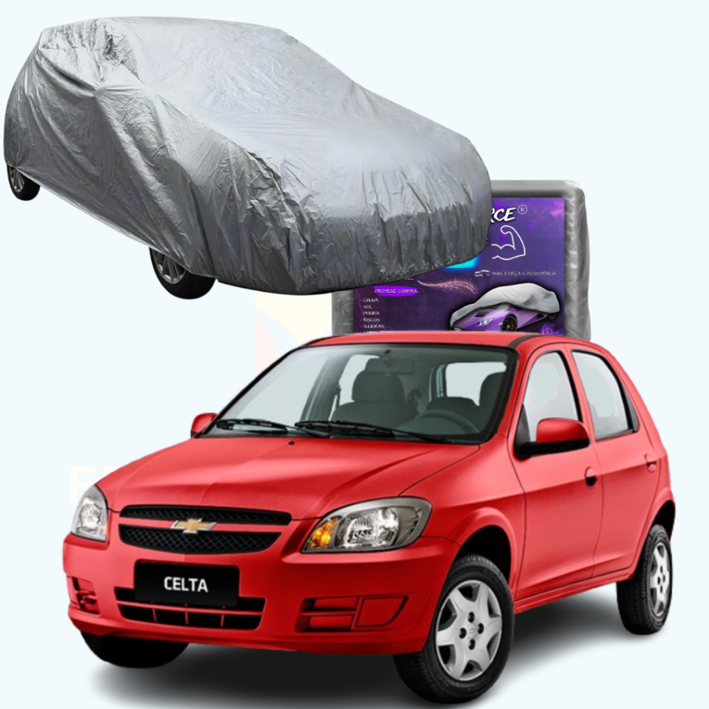 CAPA PARA COBRIR CARRO CELTA HATCH 2/4 PORTAS–LIFE,SPIRIT,SUPER,LT,LTZ–2000 A 2015, IMPERMEÁVEL, COM FORRO E SEM FORRO;