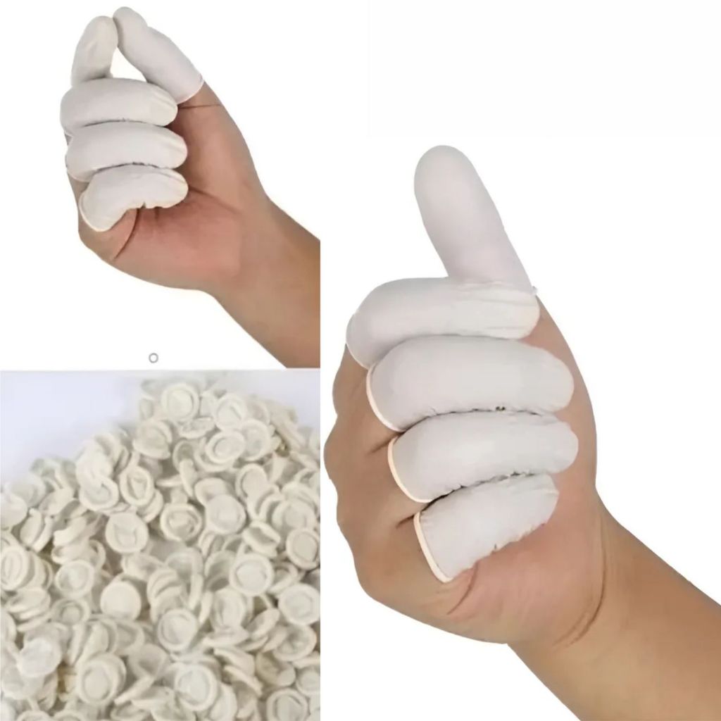 100 Dedeiras Descartáveis Latex Luva Proteção Dedos
