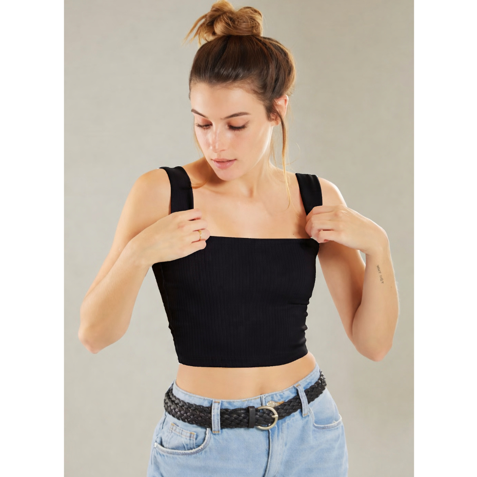 Cropped Regata Alcinha Feminino Básico Canelado Blusinha feminina