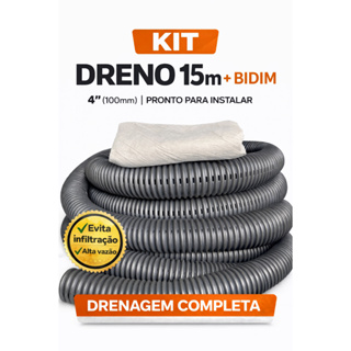 Kit Dreno Corrugado 4” 100mm 15m + Manta Bidim 15m x 1,15m Drenagem Jardim Solo em Oferta na Shopee