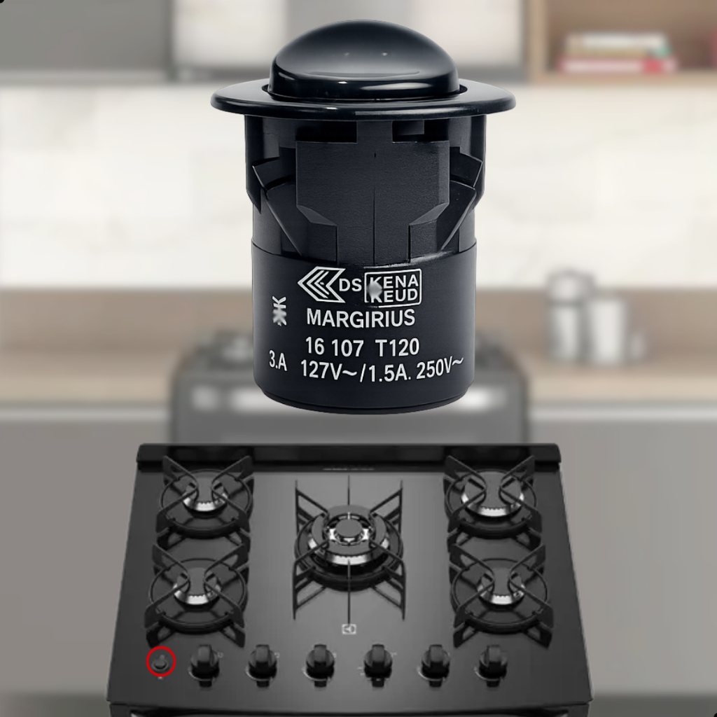 Interruptor tecla dupla ação Acendimento para Fogão Electrolux Continental Original FE5GP 76SPV