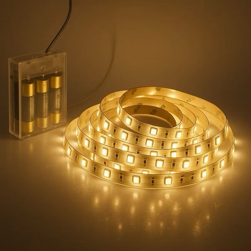 Fita Led 2 Metros Auto Colante Luz Fixa Pilha 120 Leds Branco Quente Frio RGB Decoração Quarto Sala