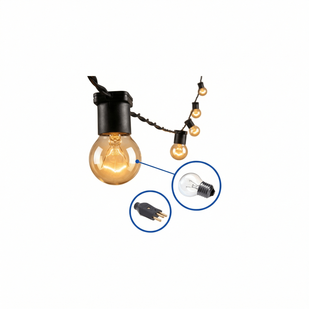 Varal De Luzes Festao 10 Mts Com Lampadas Inclusas/ Cordão de luzes festão em Oferta na Shopee
