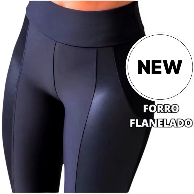 Calça Legging Montaria Detalhe Cirre Lateral Preta Feminina