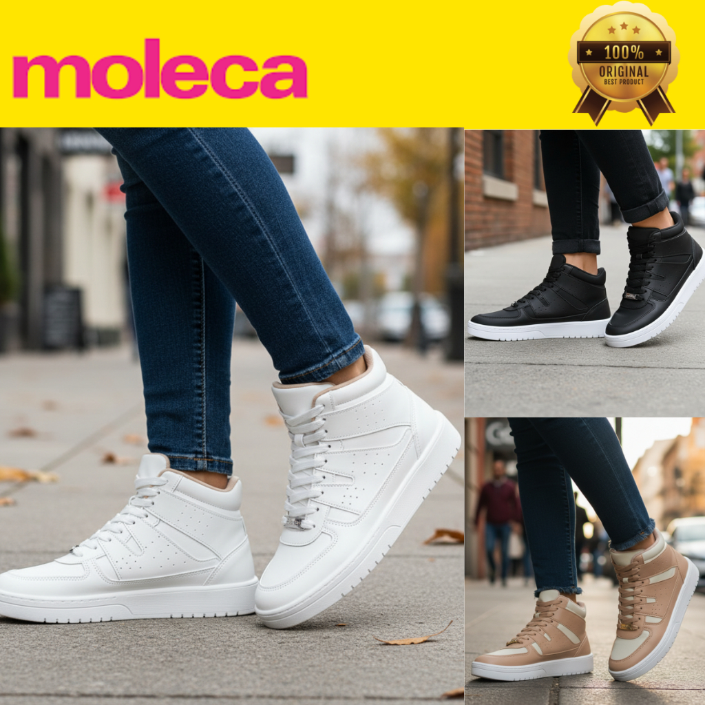 Tênis Retro Moleca Cano Alto Feminino Dia A Dia Confortável Macio Confortável Original