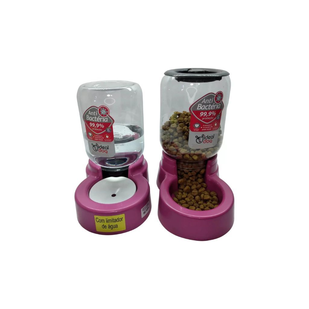 Bebedouro Rosa Cachorro Shitzu S/molhar Os Pelos+comedouro 02l+03 em Oferta na Shopee