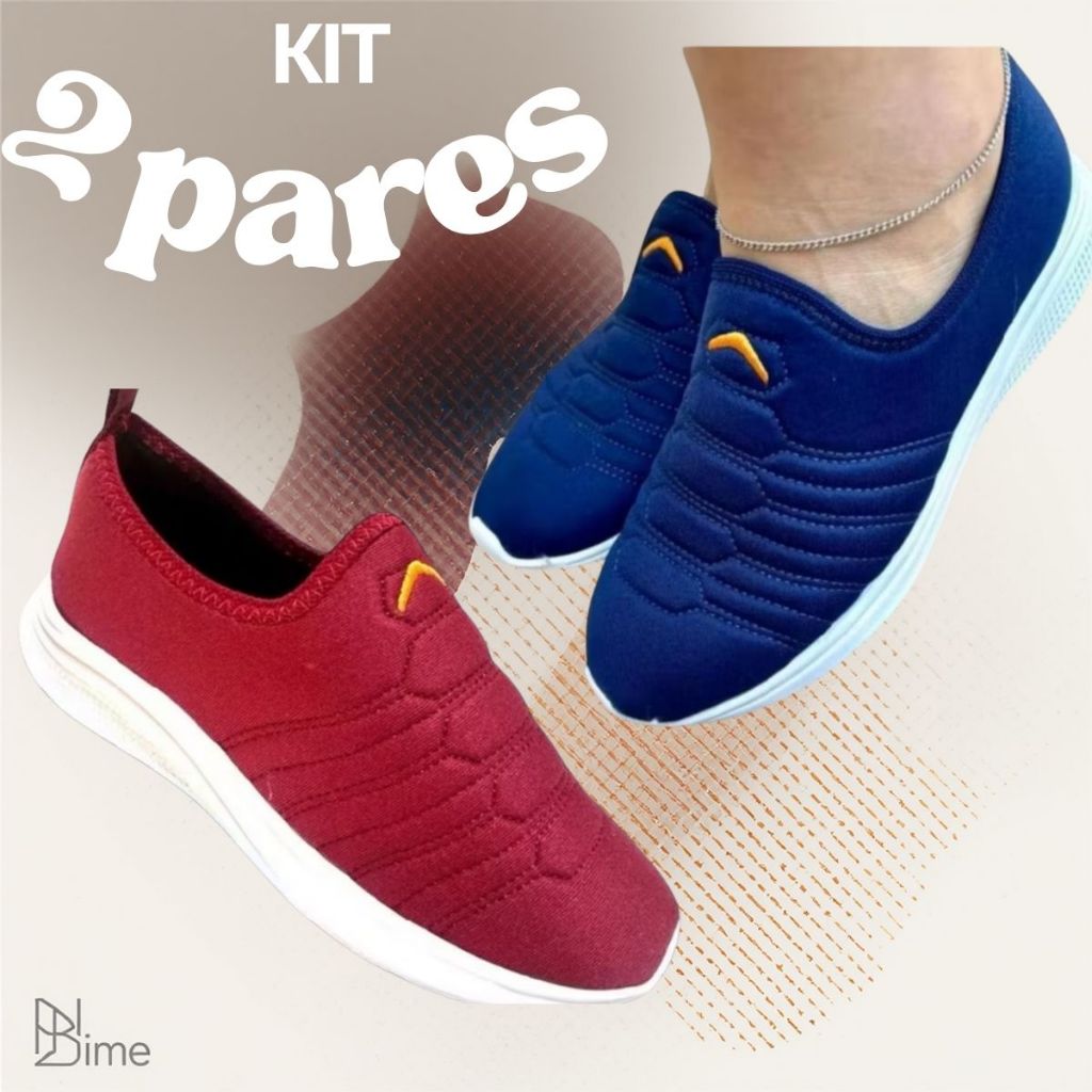 Tênis Feminino Meia Calce Fácil Slip On Leve Flexível Confortável Caminhada Academia Casual