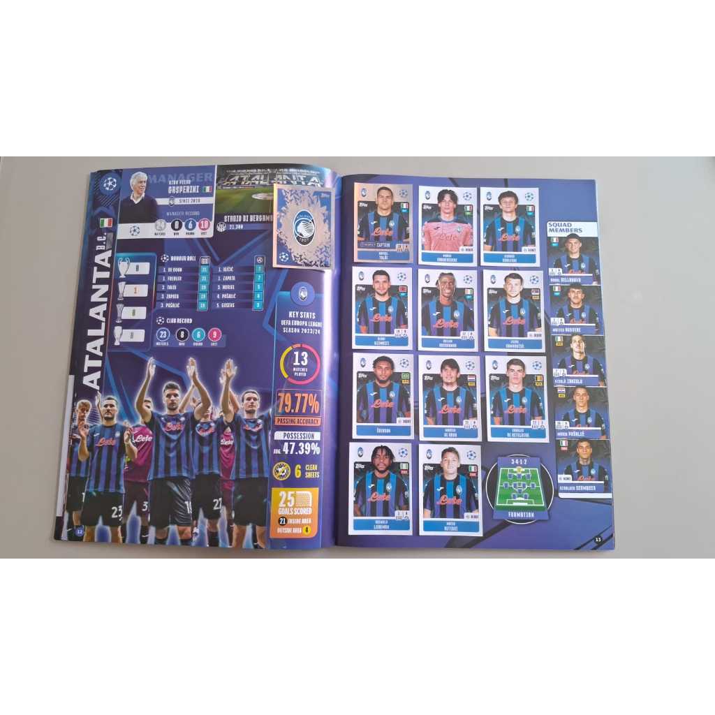 ATALANTA KIT COM 12 FIGURINHAS CHAMPIONS LEAGUE 2024 / 2025 ORIGINAIS TOPPS