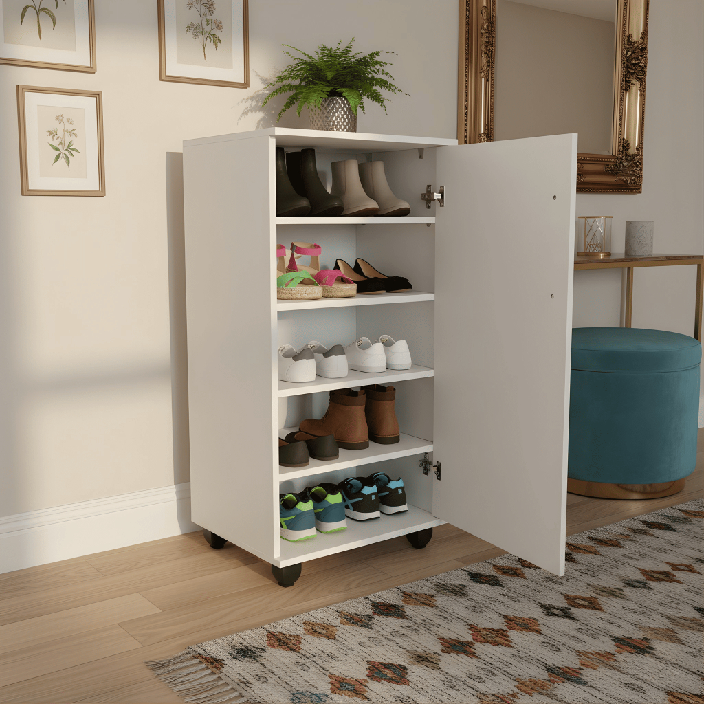 Armário Sapateira Multiuso Organizador Flávia Com 1 Porta 4 Prateleiras Branco