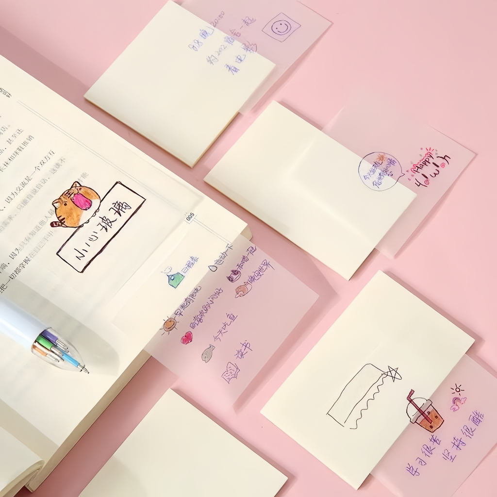 Bloco Post It 50 Unidades Notas Adesivas Transparentes | Escola | Escritório | Bloquinho Anotações