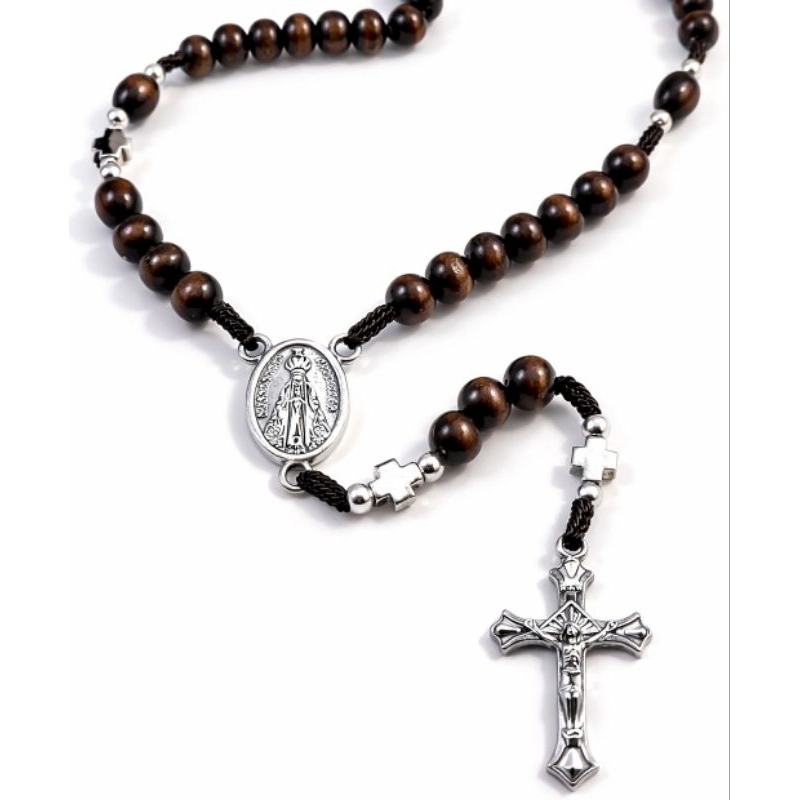 Terço Nossa Senhora Aparecida Madeira Religioso Católico Devoção Proteção Fé Metal