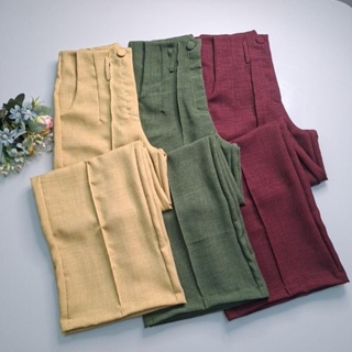 Calça Pantalona Feminina De Linho Cintura Alta Moda Elegante em Oferta na Shopee