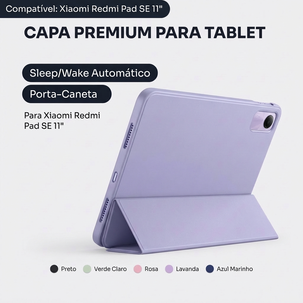 Capa Para Tablet Xiaomi Redmi Se 11“ Polegada protetora inteligente de silicone magnética com compartimento para caneta em Oferta na Shopee