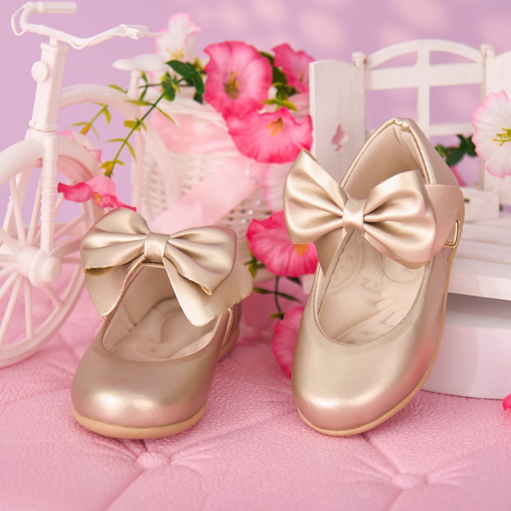 Sapatilha Infantil Menina Enfeite Laço Liso Removível Sapato Boneca Casual Leve Macio Confortável