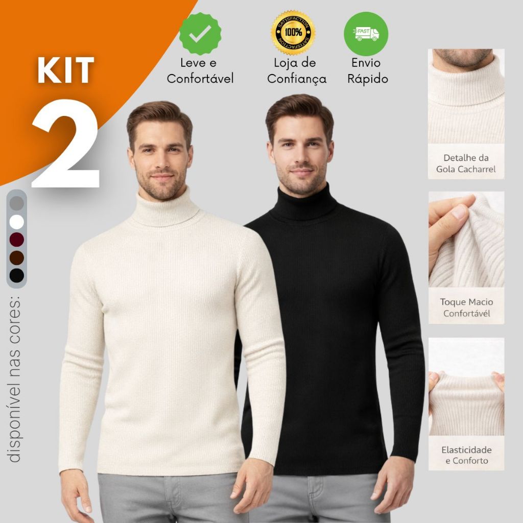 Kit 2 Blusa Cacharrel  Masculina Canelada