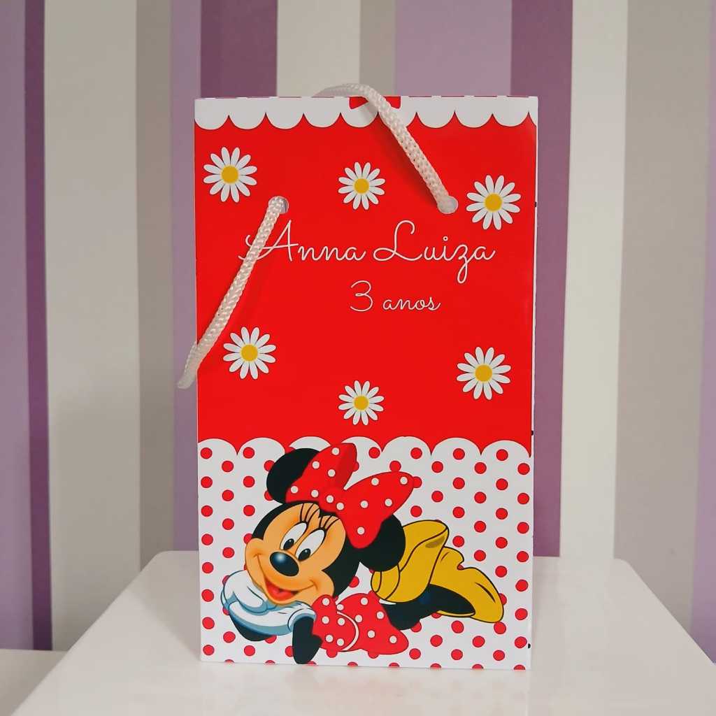 Sacolinha Surpresa Personalizada Minnie Vermelha - Lembrancinha Aniversário - Tamanho P - PEGUE E MONTE