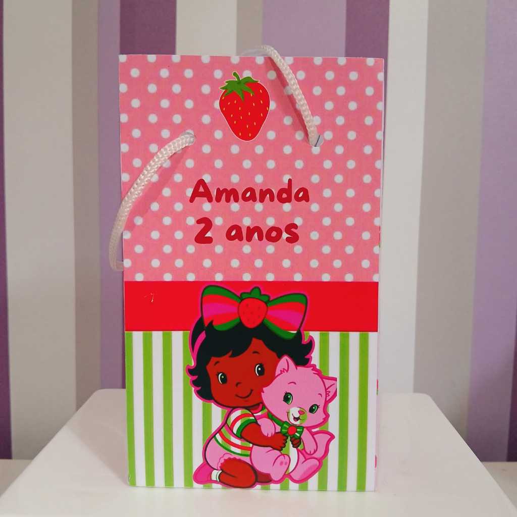 Sacolinha Surpresa Personalizada Moranguinho Baby Negra - Lembrancinha Aniversário - Tamanho P - PEGUE E MONTE