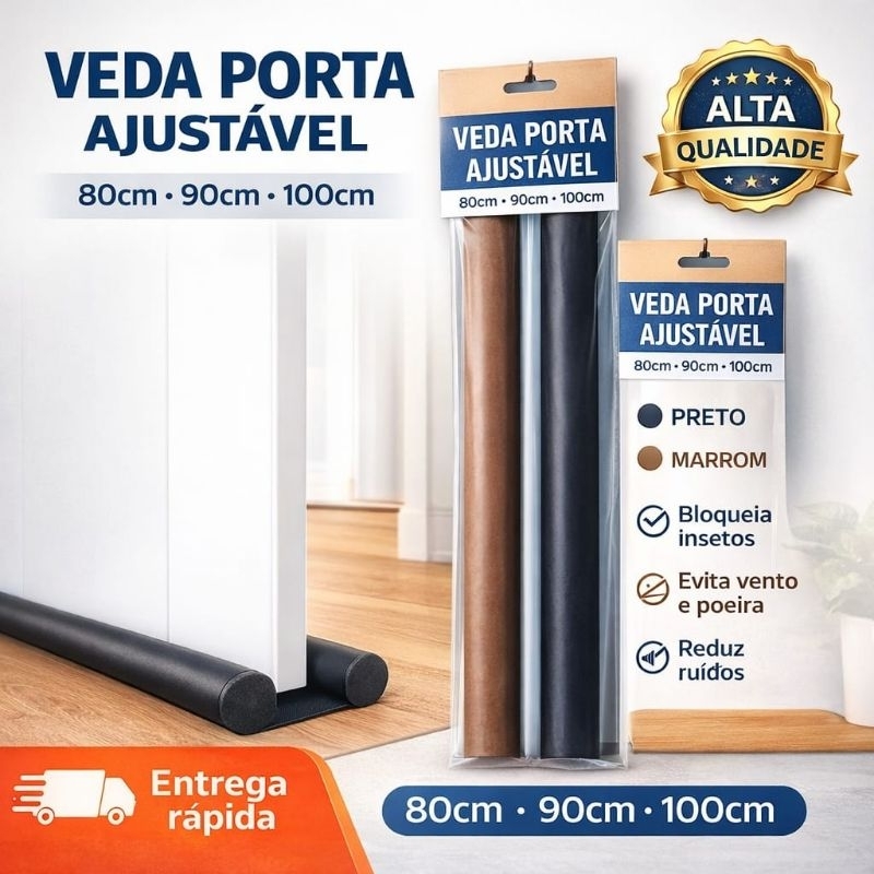 Kit Veda Porta Impermeável Ajustável 80/90/100cm | Proteção Dupla | 1, 2 ou 4 Unidades em Oferta na Shopee