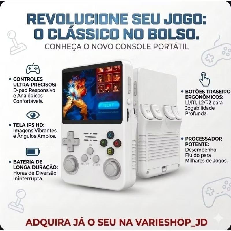 Mini Video Game Portátil R36S Games Retro 15000 Jogos 64gb T&Z R36S