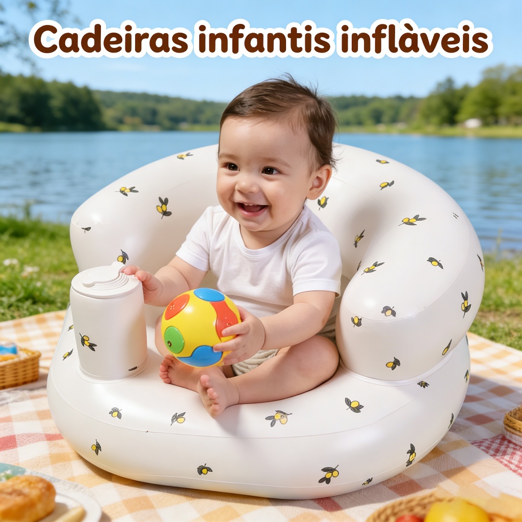 Sofá inflável infantil, sofá inflável para bebês de 3meses ou mais, assentos para bebês, soprar com bomba de ar embutida