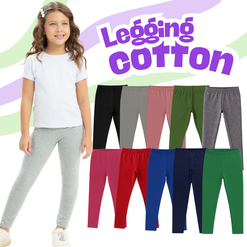 Calça Leg Legging Cotton Infantil Juvenil Menina Tamanho 1 a 16