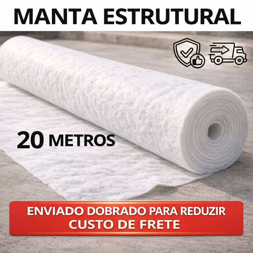 Manta Estrutural VP50 20m Tipo Bidim Reforço Impermeabilização Alta Resistência Alta Durabilidade