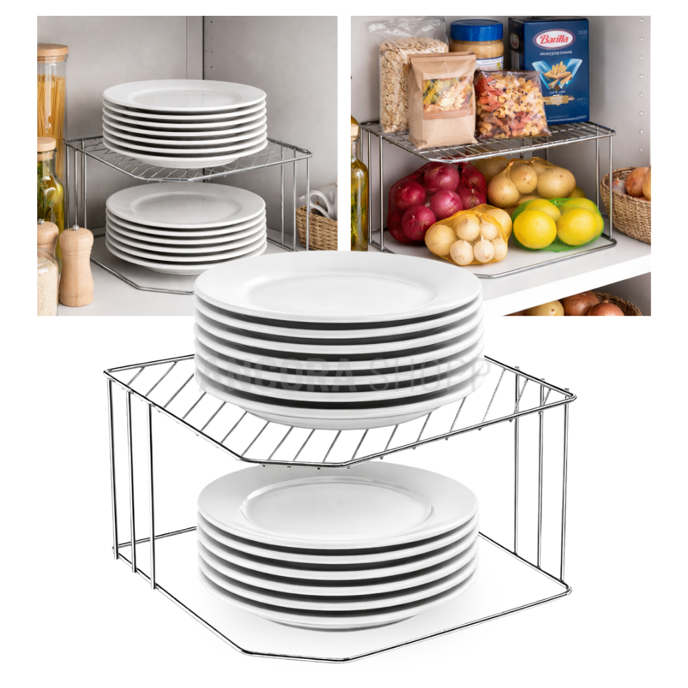 Cantoneira Para Organizar e Apoiar Pratos Armário Dispensa Cromada Arthi de Aço Cromado