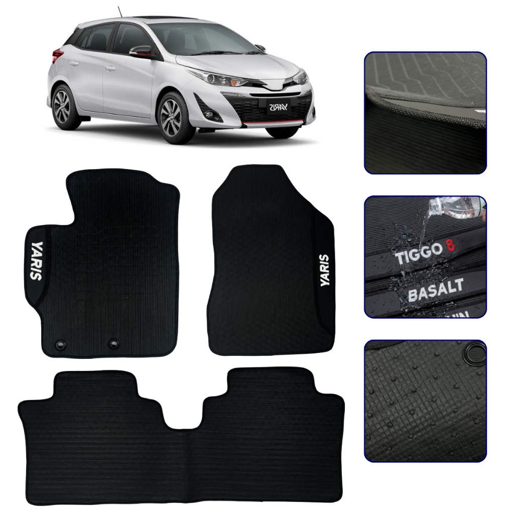 Jogo de Tapete Emborrachado Para Yaris Hatch Sedan Todos os Modelos Kit Automoti