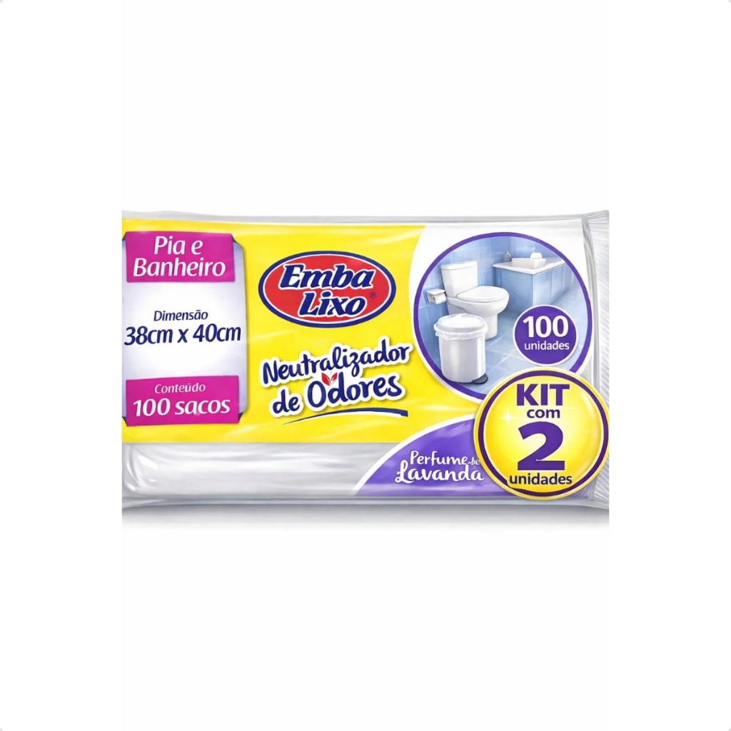 Kit 2 Sacos De Lixo Antiodores Cozinha Banheiro Perfume e Lavanda Embalixo Premium 200 Unidades