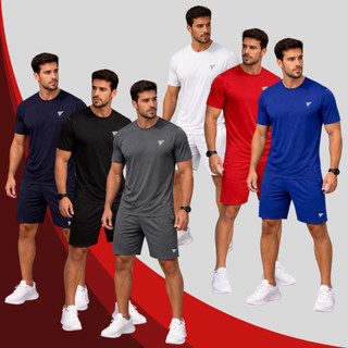 Kit 1 Camiseta Masculina Dry Fit Academia + 1 Bermuda Esportiva Treino Futebol