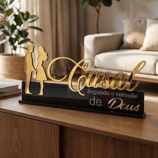 Decoração Em Acrílico Casal Segundo o Coração de Deus Espelhado Decorativo em Oferta na Shopee