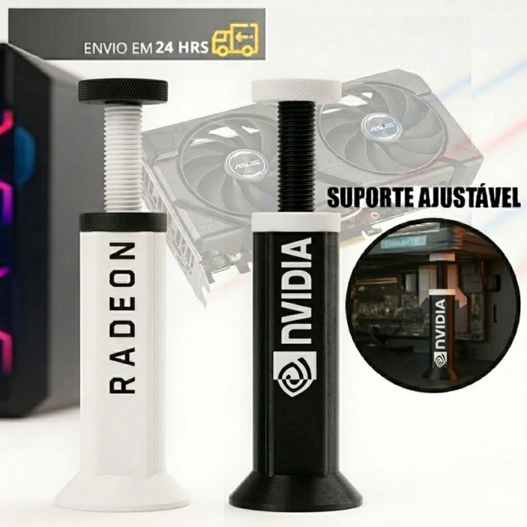Suporte para Placa de Vídeo GPU Ajustável Nvidia, Radeon, Preto e Branco Universal Suporte Para Não Deixar Placa Solta