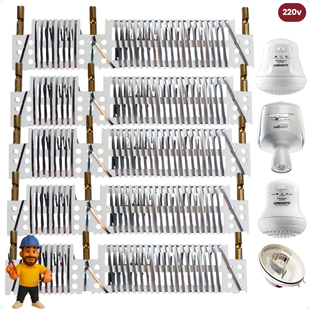 Kit 5 Resistência Maxi Ducha Ultra / Bello Banho Ultra / Relax Ultra / Max Banho 5500w 220v - PMR
