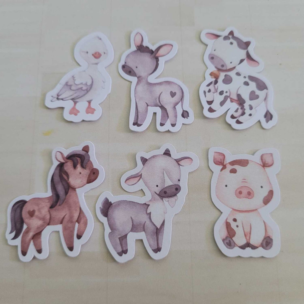 Aplique de 3,5cm não adesivo Fazendinha Aquarelada - vaca,porquinho, cavalo,patinho, cavalo
