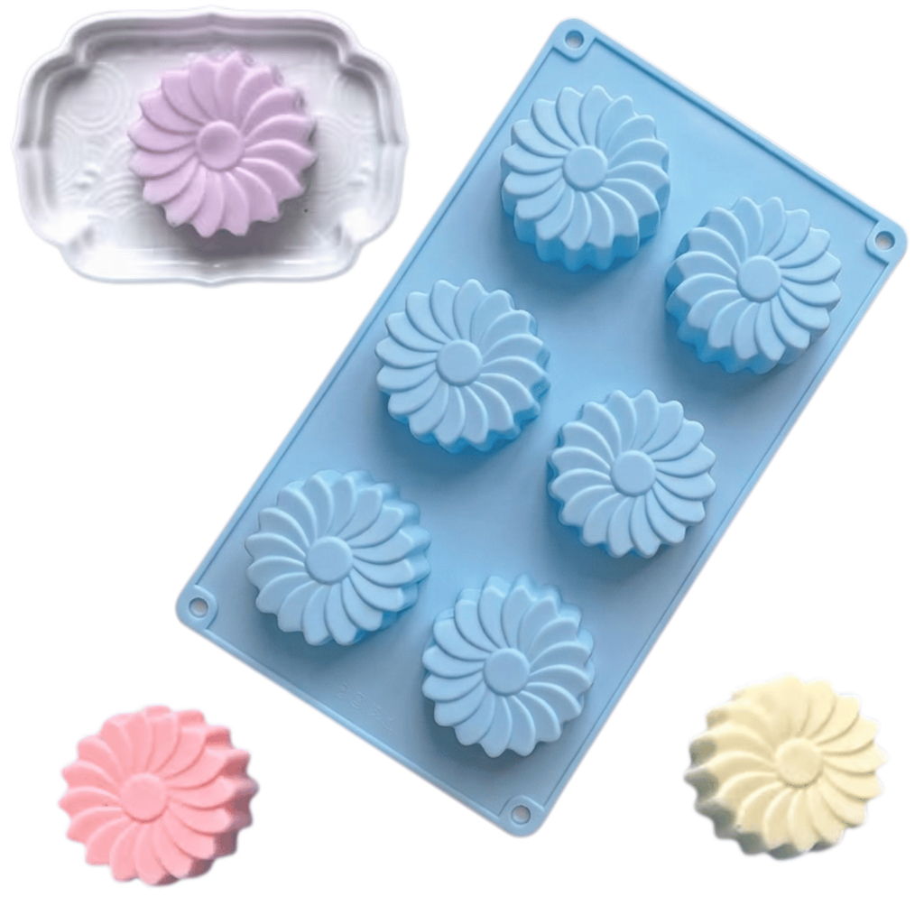 Molde De Silicone Sabonete Artesanal Flor Margarida 90g Forma Flores 6 Cavidades Velas DIY