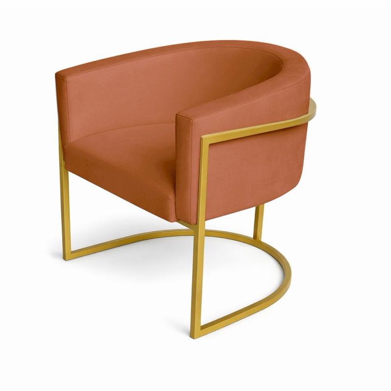 Poltrona base de ferro luna suede terra cota