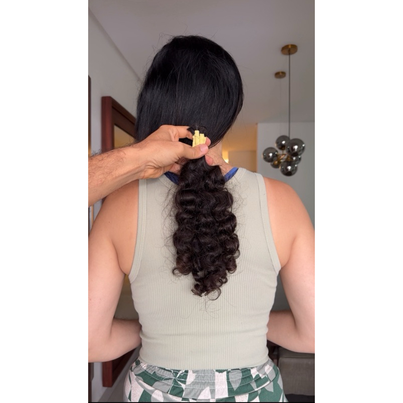 Cabelo Humano Brasileiro Do Sul Cacheado Natural 47/50 Cm 64 Gramas