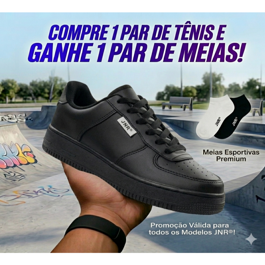 Tênis Masculino Casual Unissex Confortável Versátil 34-43 meia de brinde