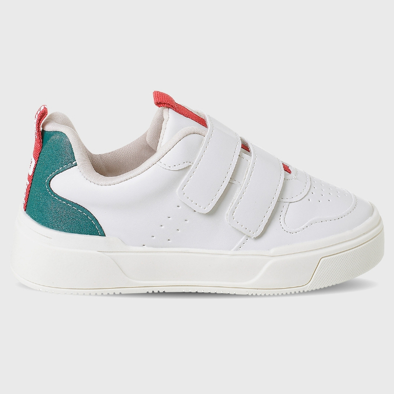 Tênis Infantil Masculino Casual Com Fechamento Duplo Branco · foto 2