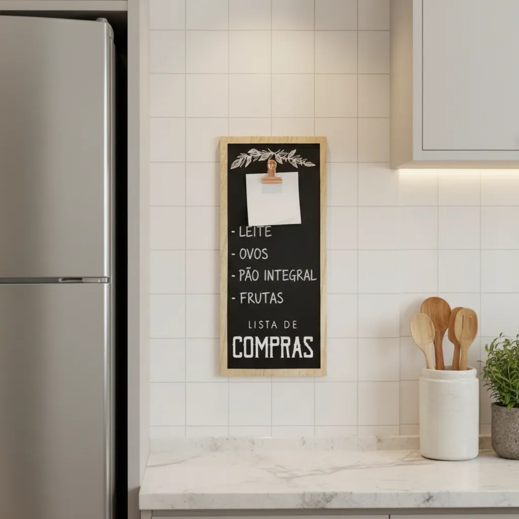 Prancheta Decorativa Mini Lousa Quadro De Mdf Lista de Compras