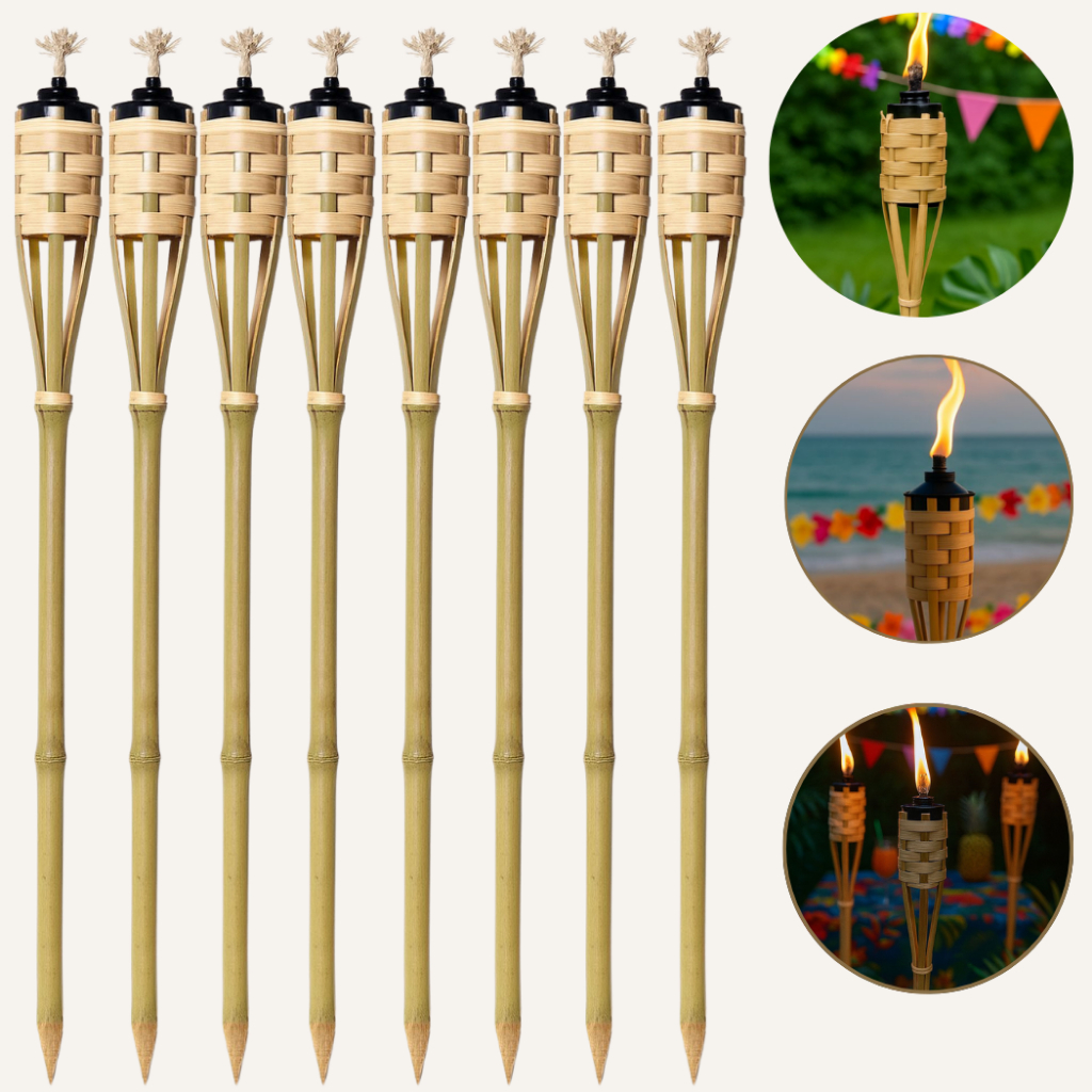 Kit 9 Tocha Bambu 120cm Lamparina Festa Tematica Decoração Festa Junina Arraiá