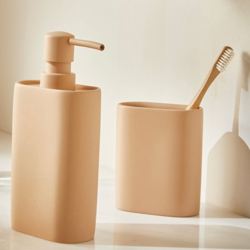 Kit Banheiro Lavabo em Cimento ou Poliresina Porta Sabonete Decoração Moderna Porta escova bandeja — imagem 2 de 2