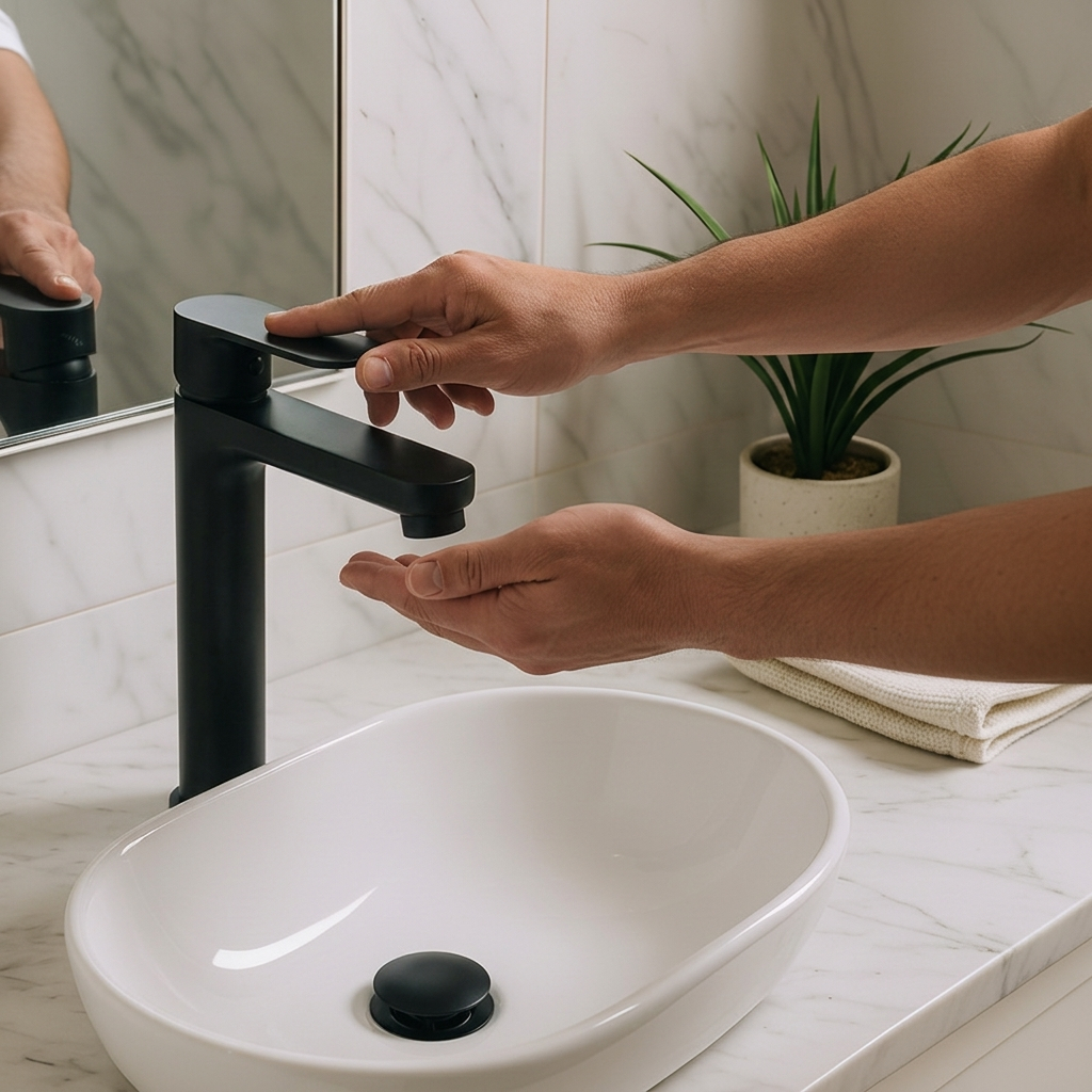 Kit Misturador E Válvula Click Para Lavatório Bancada Bica Alta Cozimax | Preto Fosco