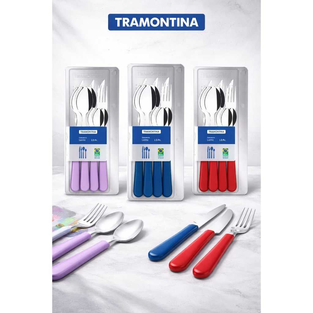 Kit Talheres Tramontina Leme Original Faqueiro Inox Cabo Polipropileno