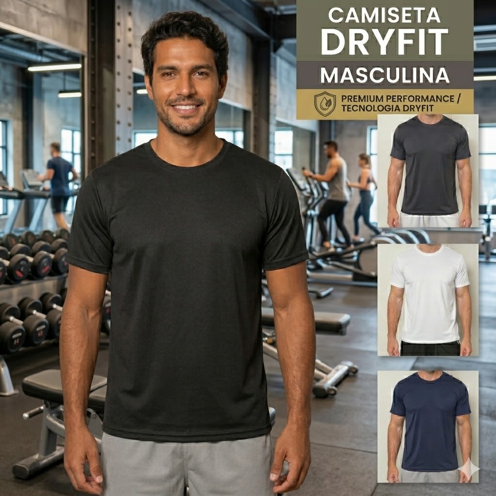 3 Camisetas Masculinas Poliamida Dry Fit Oferta Do Dia Verão