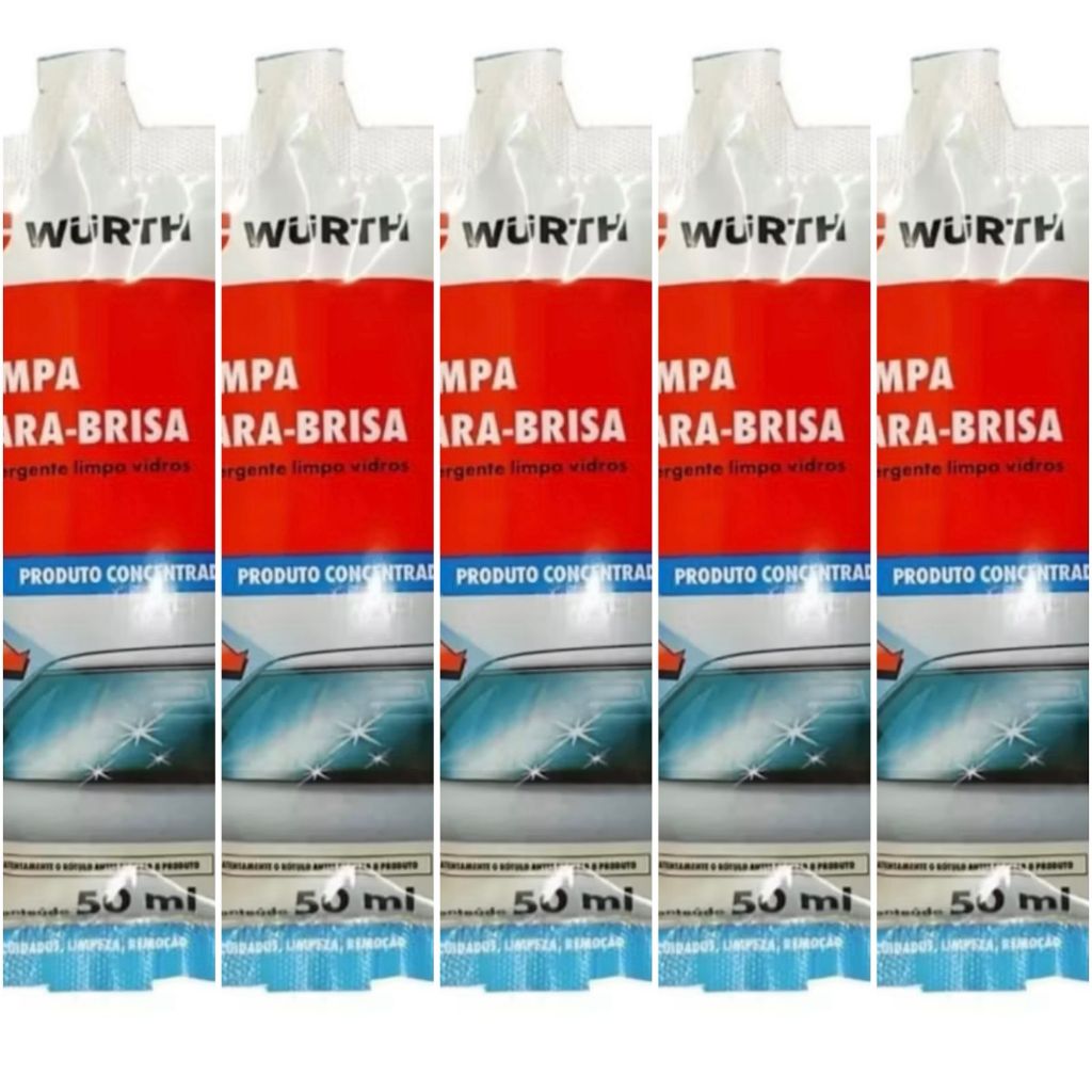 Kit 5x Limpa Para-Brisa Sachê 50ml Wurth